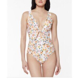 Jessica Simpson $98 Summer Dreaming Tie-Front One Piece Swimsuit Size S